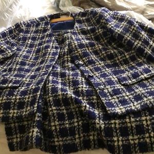 Liz Claiborne Blue With White Stripe Skirt Suit